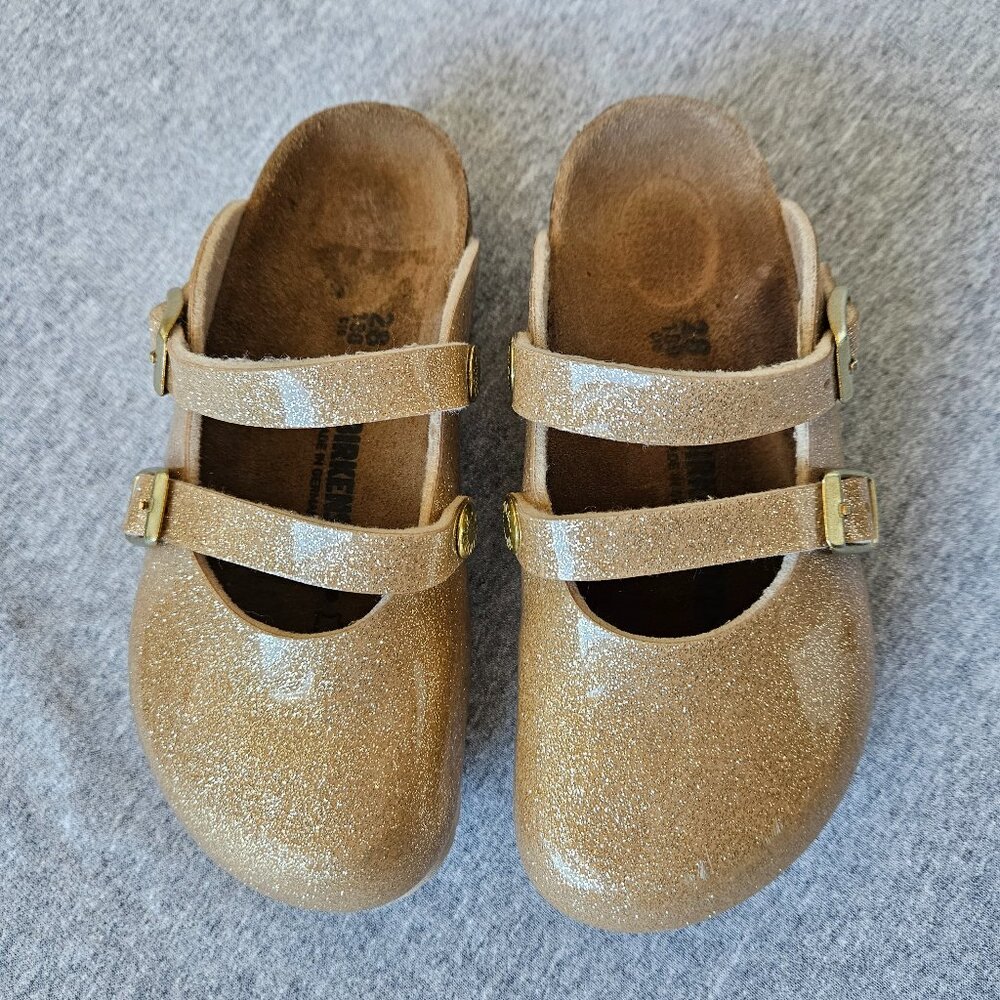 Birkenstock Kids Glitter Gold Mary Jane Clogs